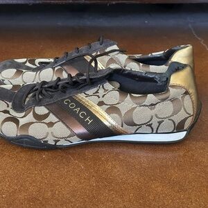 Coach Brown & Gold Signature Low-Top Sneakers